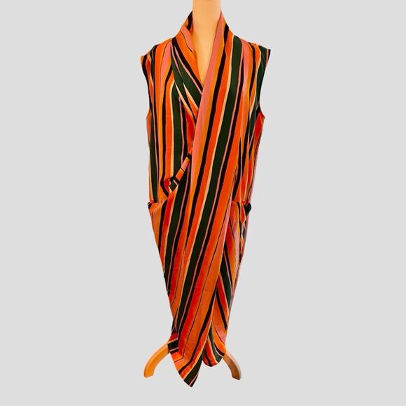 Dubgee by Whoopi Goldberg Colorful Stripe Sleeveless Shift Midi Dress Pockets, S - Picture 2 of 7